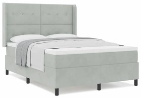 vidaXL Κρεβάτι με ελατήρια Ανοιχτό γκρι 160 x 200 cm Βελούδο