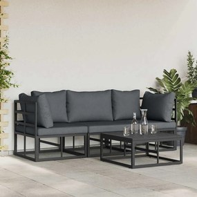 vidaXL Σετ Καναπέ Κήπου 4 pcs Μαύρο Μέταλλο