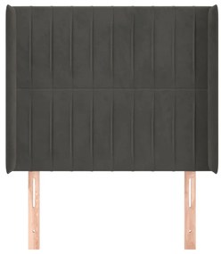 Κεφαλάρι με Πτερύγια Σκούρο Γκρι 83x16x118/128εκ.Βελούδινο 3119849