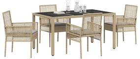 vidaXL Σέτ φαγητού για κήπο 5 pcs Μπεζ συνθετικό ρατάν