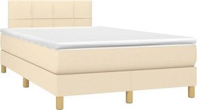 vidaXL Κρεβάτι Boxspring με Στρώμα &amp; LED Κρεμ 120x190 εκ. Υφασμάτινο