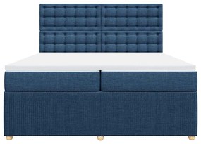 vidaXL Κρεβάτι Boxspring με Στρώμα Μπλε 200x200 εκ. Υφασμάτινο