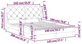 Πλαίσιο Κρεβατιού με Κεφαλάρι Σκ. Γκρι 140x190 εκ. Βελούδινο - Γκρι