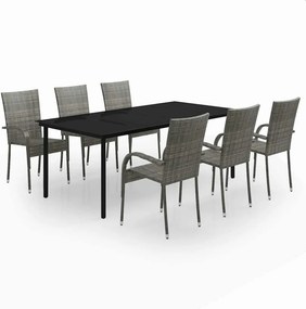 vidaXL Σετ Τραπεζαρίας Κήπου 7 Τεμαχίων Γκρι / Μαύρο