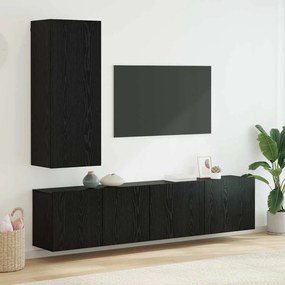 vidaXL Μονάδα Τοίχου Τηλεόρασης 5 pcs Μαύρη δρυς Επεξεργασμένο ξύλο
