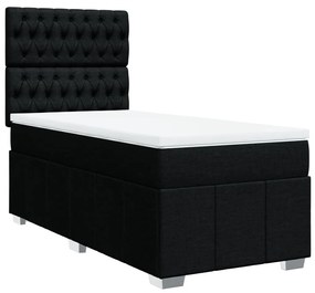 vidaXL Κρεβάτι Boxspring με Στρώμα Μαύρο 90x190 εκ.Υφασμάτινο