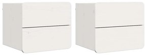 vidaXL Κομοδίνο 2 pcs Λευκό 39 x 34 x 33 εκ. Μασίφ ξύλο πεύκου