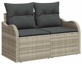 vidaXL Σετ Καναπέ με μαξιλάρι 7 pcs Ανοιχτό γκρι Πολυ ράταν
