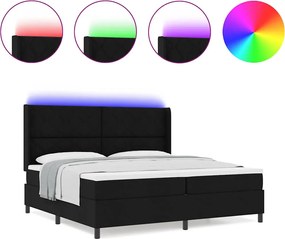 vidaXL LED Κρεβάτι με βάθρο με στρώμα Μαύρο 200 x 200 cm ύφασμα