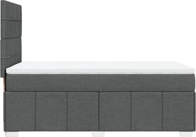 vidaXL Κρεβάτι Boxspring με Στρώμα Σκούρο Γκρι 90x190 εκ. Υφασμάτινο