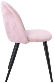 Καρέκλα Bella Μέταλλο Βαφή Μαύρο / Ύφασμα Velure Dirty Pink . Διάσταση: 50x57x81cm (Σετ 4 ΤΕΜ)