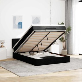 VidaXL Οθωμανικό κρεβάτι με στρώμα & LEDs Μαύρο 140x190 cm Ύφασμα