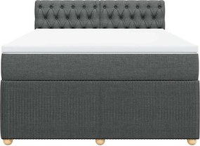 vidaXL Κρεβάτι Boxspring με Στρώμα Σκούρο Γκρι 140x200 εκ Υφασμάτινο
