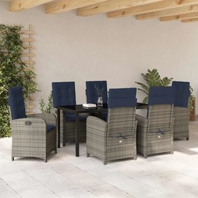 vidaXL Σέτ φαγητού για κήπο 7 pcs Γκρι συνθετικό ρατάν