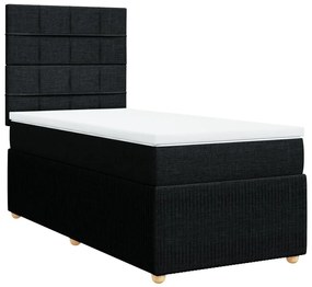 Κρεβάτι Boxspring με Στρώμα Μαύρο 100 x 200 εκ. Υφασμάτινο - Μαύρο