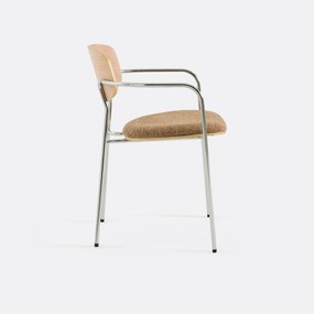 Καρέκλα τραπεζαρίας από χρώμιο και ξύλο, Avino