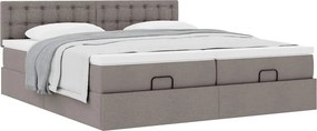 vidaXL Οθωμανικό κρεβάτι με στρώματα Taupe 160x200cm ύφασμα