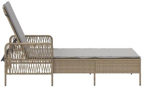 vidaXL Ξαπλώστρα με μαξιλάρι Μπεζ 157 x 55 x 92 εκ. συνθετικό ρατάν