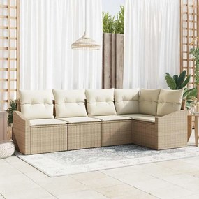 vidaXL Σετ Καναπέ Κήπου 5 pcs Μπεζ Πολυ ράταν