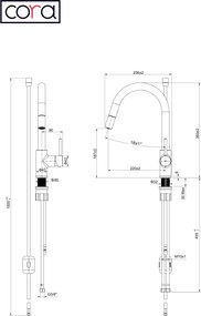 Cora 63360 Chrome - Μπαταρία Κουζίνας με Ντους