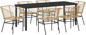 vidaXL Σέτ φαγητού για κήπο 7 pcs Καφέ συνθετικό ρατάν