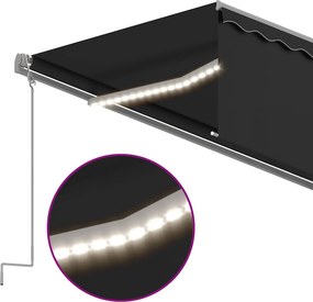 vidaXL Ηλεκτρική τέντα με LED και αισθητήρα 5 x 3 m Ανθρακί