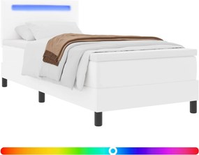 vidaXL Κρεβάτι με ελατήρια με στρώμα Λευκό 90 x 200 cm Τεχνητό δέρμα