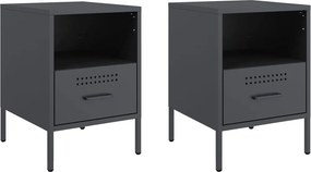 vidaXL Κομοδίνα 2 τεμ. Ανθρακί 36x39x50,5 εκ. από Χάλυβα