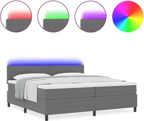 vidaXL LED Κρεβάτι με βάθρο Ανοιχτό Γκρι και Λευκό 200 x 200 cm