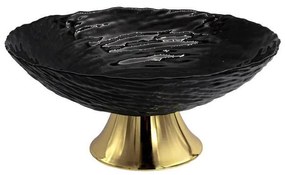 Φρουτιέρα FL26 Fylliana Γυάλινη Στρογγυλή με Πόδι Μαύρο χρώμα 26εκ