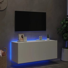 vidaXL Έπιπλο Τοίχου Τηλεόρασης με LED Λευκό 100x35x41 εκ.
