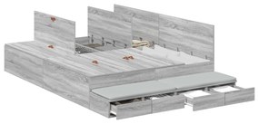 vidaXL Κρεβάτι Αποθήκης Γκρι Sonoma 160x200 εκ