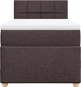 vidaXL Κρεβάτι Boxspring με Στρώμα Σκούρο Καφέ 90x190 εκ. Υφασμάτινο