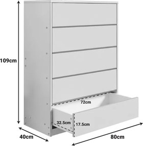 Συρταριέρα Kuanger pakoworld mdf σε φυσική απόχρωση 80x40x109εκ