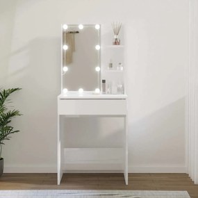 vidaXL Μπουντουάρ με LED Γυαλιστερό Λευκό 60x40x140 εκ.