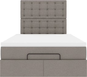 VidaXL Οθωμανικό κρεβάτι με στρώμα & LEDs Taupe 120x200cm ύφασμα