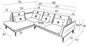 Γωνιακός καναπές Dijon-Krem-Δεξιά