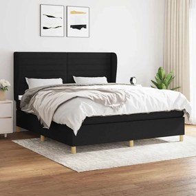 vidaXL Κρεβάτι Boxspring με Στρώμα Μαύρο 160x200 εκ. Υφασμάτινο