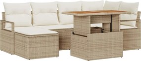 vidaXL Σετ Καναπέ Κήπου με αποθήκευση 7 pcs Μπεζ Πολυ ράταν