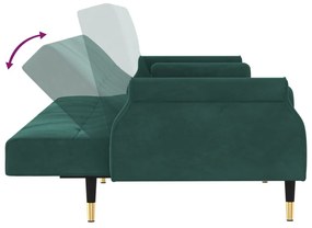 Καναπές Κρεβάτι Σκούρο Πράσινο Βελούδινος με Μαξιλάρια - Πράσινο