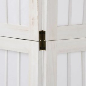 vidaXL Διαχωριστικό Χώρου με 3 Πάνελ Λευκό από Μασίφ Ξύλο Παυλώνιας