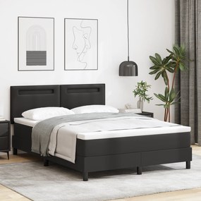 vidaXL Κρεβάτι με Στρώμα σε Μαύρο, 140x190 εκ Τεχνόδερμα