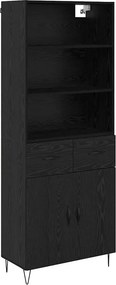 vidaXL Highboard με συρτάρι 2 pcs Μαύρη Οξυά Επεξεργασμένο ξύλο