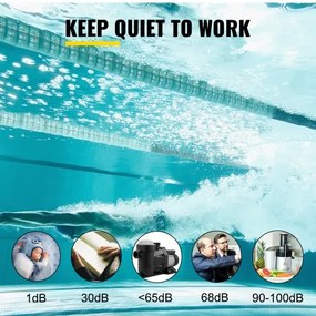 VEVOR 1 HP Pool Pump, 19200 L/h 750W Pool Pump In/Ground Swimming Pool Pump with Strainer Basket Pool Pump Motor for Clean Swimming Pool Water 1.97&quot; Inlet/Outlet pool filter pump with 2 Fitting Hoses