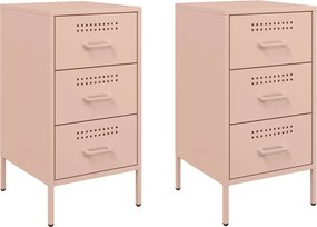 vidaXL Κομοδίνα 2 τεμ. Ροζ 36x39x68 εκ. από Χάλυβα