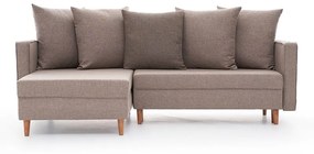 Καναπές κρεβάτι PWF-343 δεξιά γωνία ύφασμα μπεζ-γκρι 215x135x80εκ
