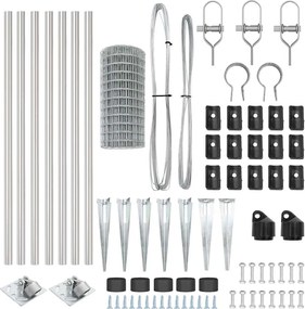 vidaXL Τεντώτο με στήριγμα Ασημί 1 x 10 m Ατσάλι