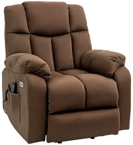 Πολυθρόνα ανύψωσης με λειτουργία ανάκλισης και τηλεχειριστήριο 92 x 95 x 107 εκ., Καφέ