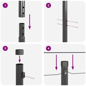 vidaXL Πόλοι φράχτη 52 τμχ Γκρι Ø32 mm 190 cm Γαλβανισμένος Χάλυβας