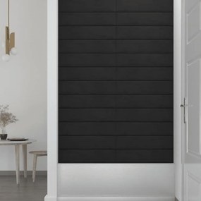 vidaXL Πάνελ Τοίχου 12 τεμ. Μαύρο 60x15 εκ. 1,08 μ² Βελούδο